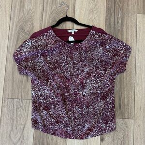 Calvin Klein Jeans Women's Burgundy Patterned Blouse